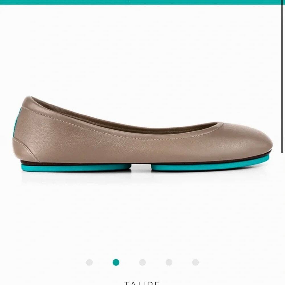 TIEKS Taupe Italian Nappa Leather Soft Ballet Flats Luxury Minimalist MSRP $225